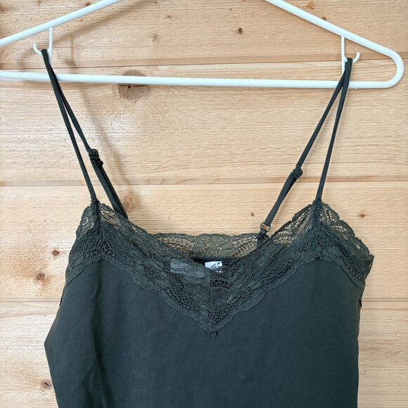 Stradivarius Cotton Bodysuit with Lace Detail in Green NWT - Picture 9 of 13